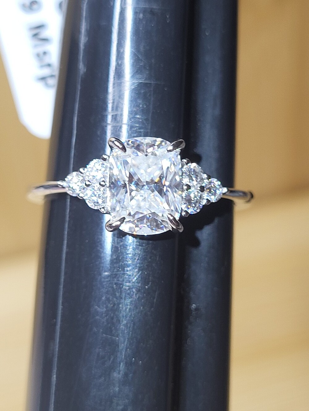 Classic 1.68CTW Cushion-Cut Moissanite Solitaire Engagement Ring w/ Side Stones